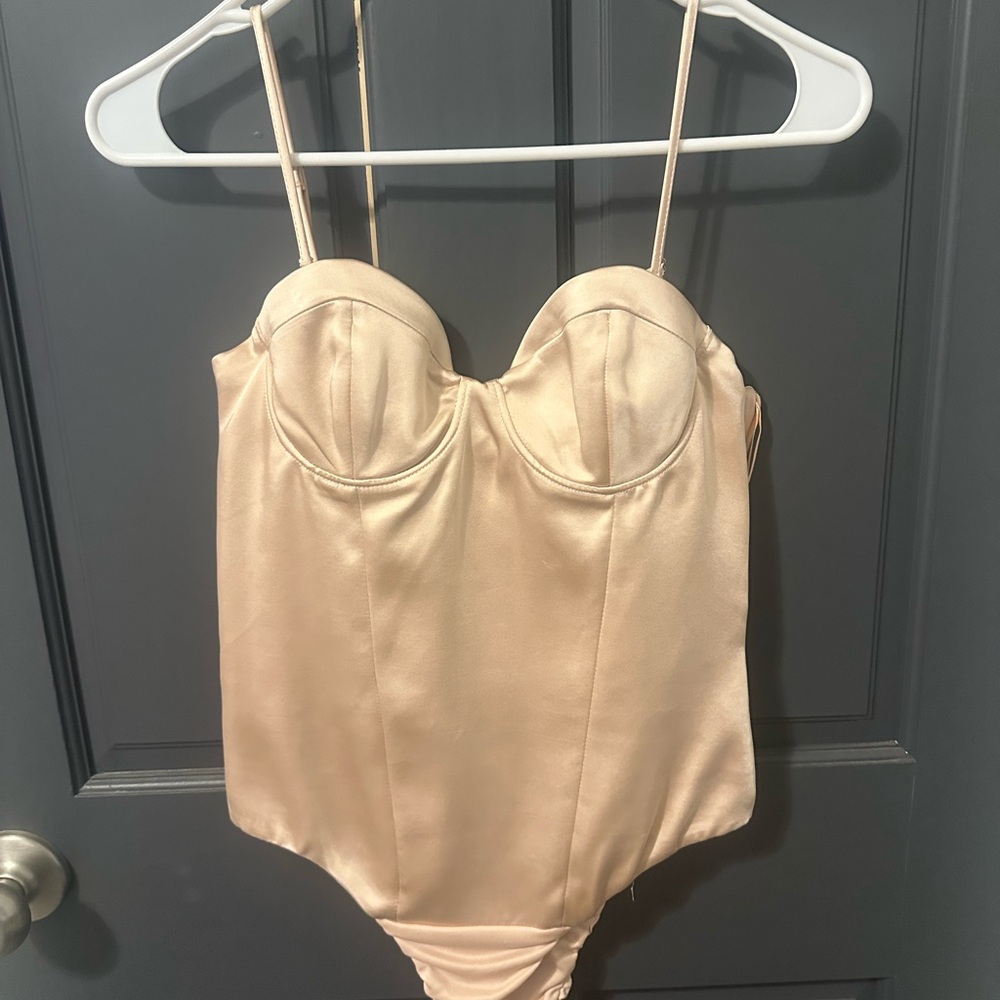 BRAND NEW Cream Satin Bodysuit